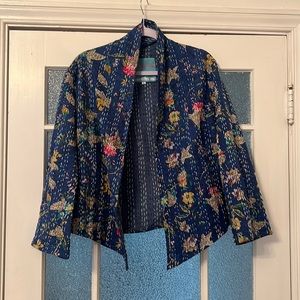 Anna Lou Blue with Print and Stitching Jacket